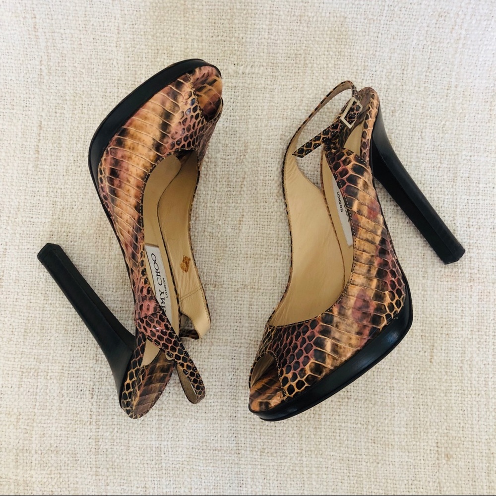Jimmy Choo Slingback Heels reptile snake print - Picture 5 of 8